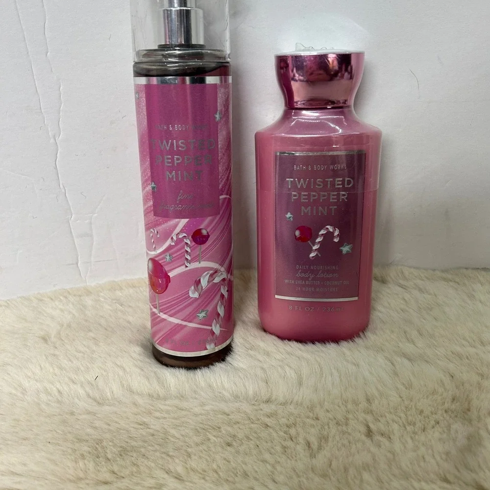 Bath & Body Works Twisted Peppermint Fragrance Mist & Body Lotion Set 8oz‎ New